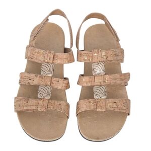 Vionic Beige Cork Adjustable Strap Amber Orthotic Comfort Sandals